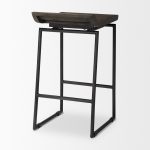 Givens IV 24.25" Seat Height Black Wood Seat Black Frame Stool