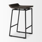 Givens IV 24.25" Seat Height Black Wood Seat Black Frame Stool