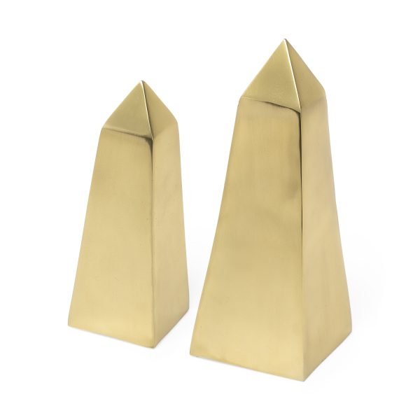 Giza Set of 2 4L x 4W Gold Elongated Pyramids