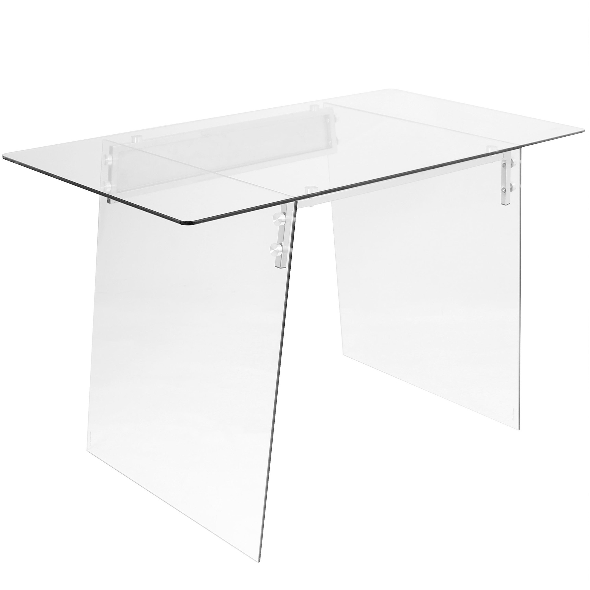 Glacier Contemporary Clear and Chrome Glass Desk 3 Glacier Contemporary Clear and Chrome Glass Desk - Image 3