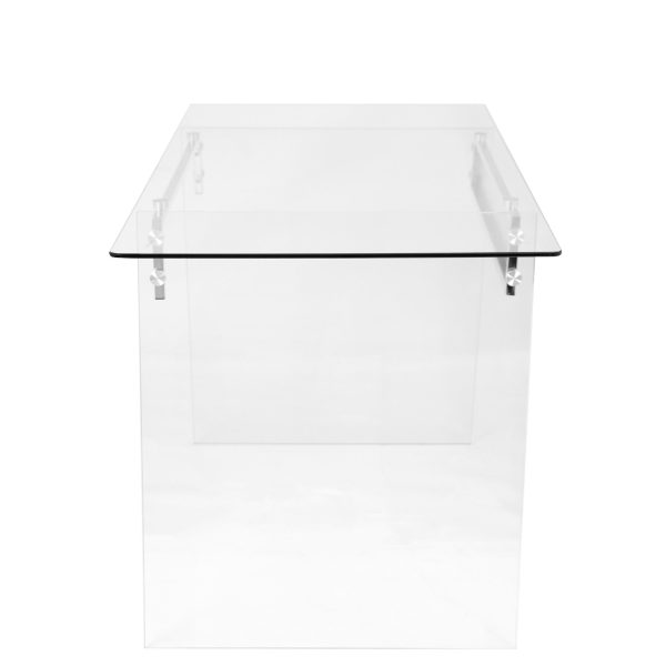 Glacier Contemporary Clear and Chrome Glass Desk 3
