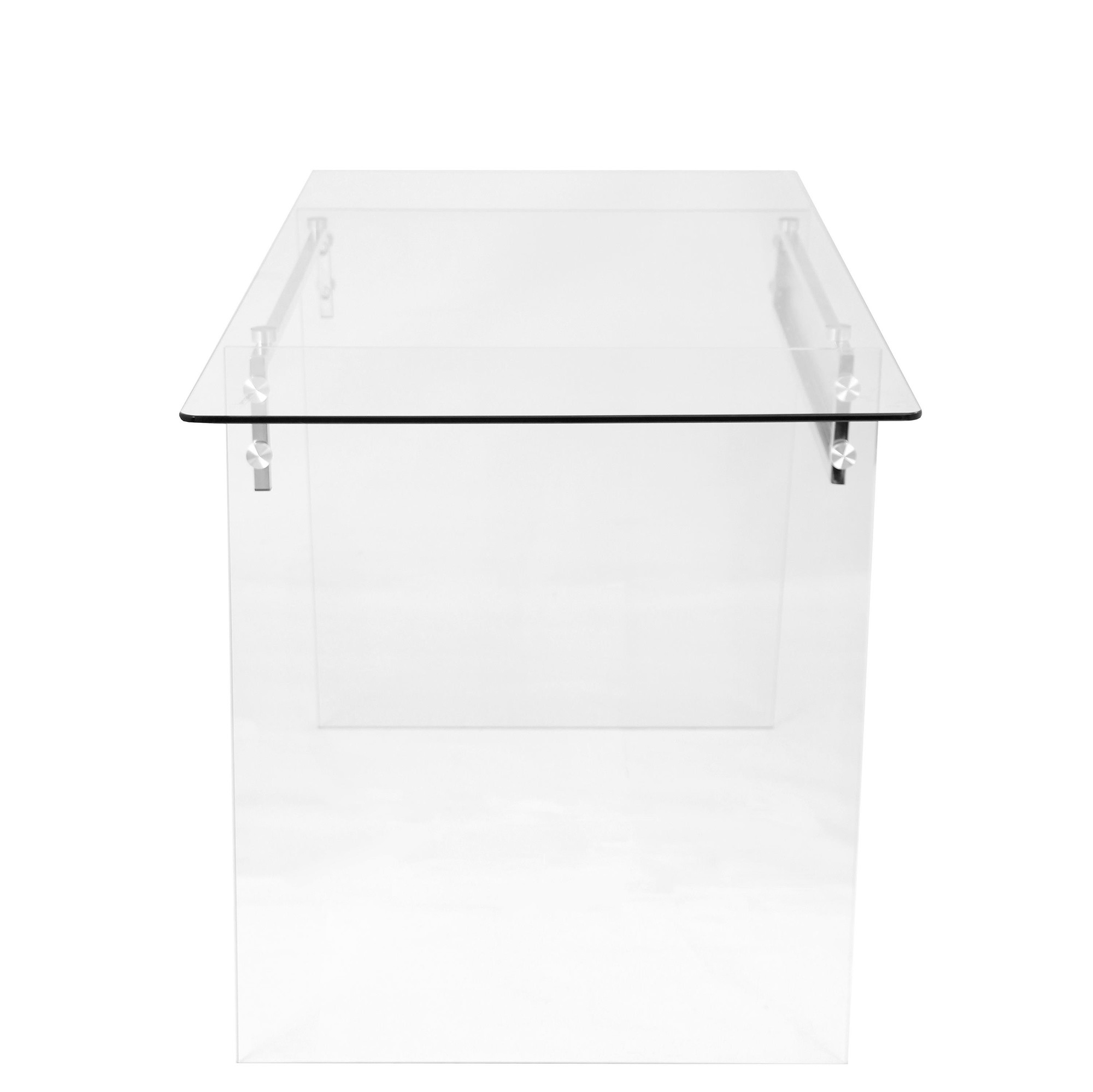 Glacier Contemporary Clear and Chrome Glass Desk 4 Glacier Contemporary Clear and Chrome Glass Desk - Image 4