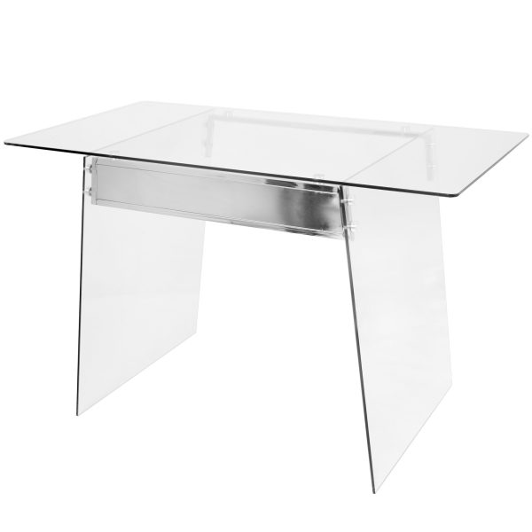 Glacier Contemporary Clear and Chrome Glass Desk 4