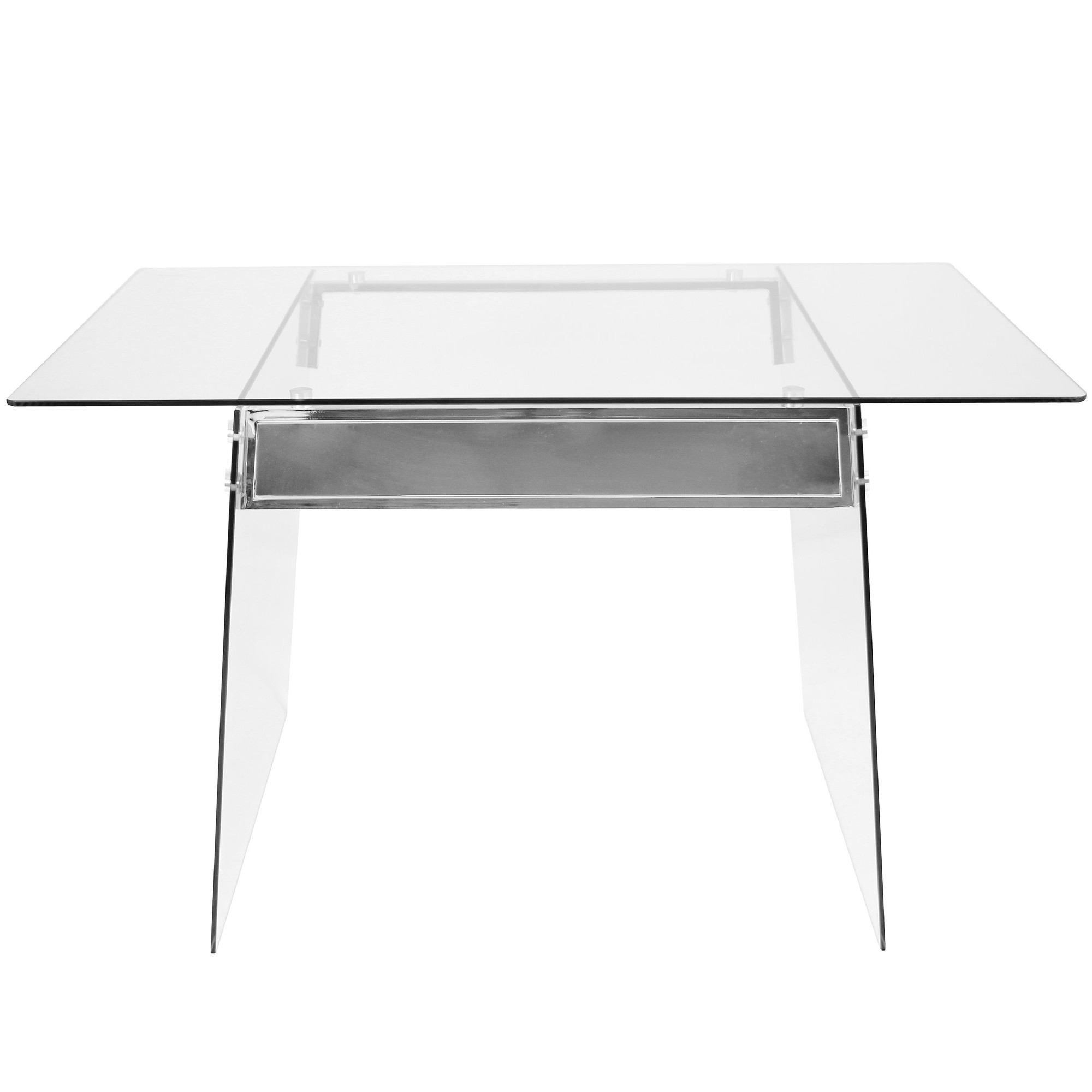 Glacier Contemporary Clear and Chrome Glass Desk 7 Glacier Contemporary Clear and Chrome Glass Desk - Image 7