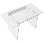 Glacier Contemporary Clear and Chrome Glass Desk 17 Glacier Contemporary Clear and Chrome Glass Desk