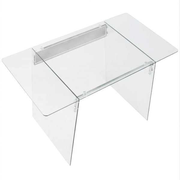 Glacier Contemporary Clear and Chrome Glass Desk 7