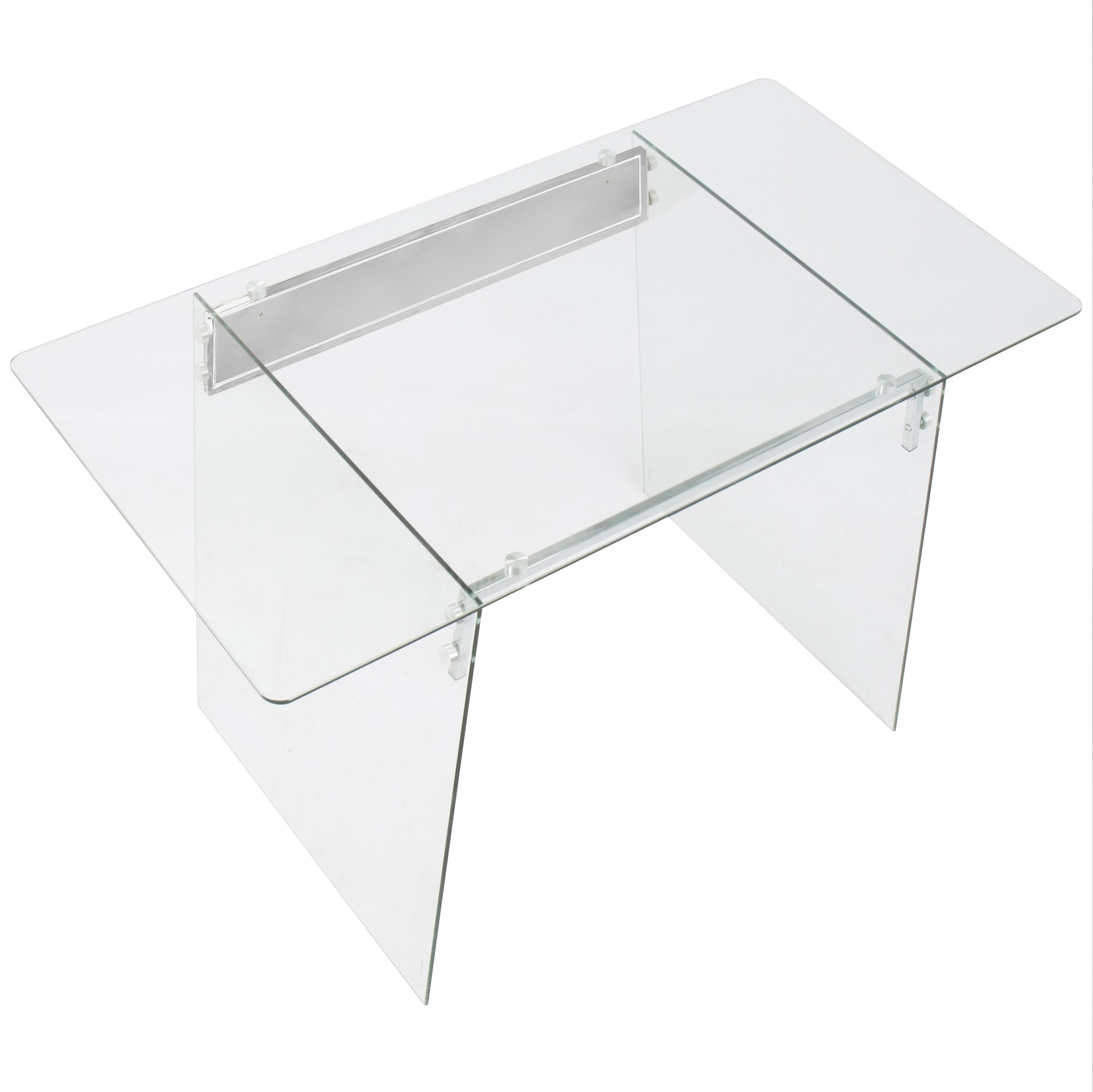 Glacier Contemporary Clear and Chrome Glass Desk 8 Glacier Contemporary Clear and Chrome Glass Desk - Image 8