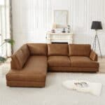 Cognac Leather Pillow Back Left Facing Sectional Sofa 8 Cognac Leather Pillow Back Left Facing Sectional Sofa