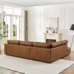 Cognac Leather Pillow Back Left Facing Sectional Sofa 12 Cognac Leather Pillow Back Left Facing Sectional Sofa