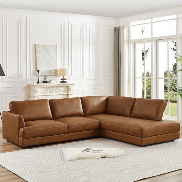 GlanderCognacLeatherSectionalSofaRightFacing 2