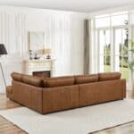 Cognac Leather Pillow Back Right Facing Sectional Sofa 9 Cognac Leather Pillow Back Right Facing Sectional Sofa