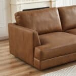 Cognac Leather Pillow Back Right Facing Sectional Sofa 11 Cognac Leather Pillow Back Right Facing Sectional Sofa