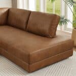 Cognac Leather Pillow Back Right Facing Sectional Sofa 12 Cognac Leather Pillow Back Right Facing Sectional Sofa