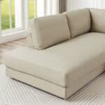 Cream Leather Left-Facing Sectional Sofa with Pillow Back Design 10 Cream Leather Left-Facing Sectional Sofa with Pillow Back Design