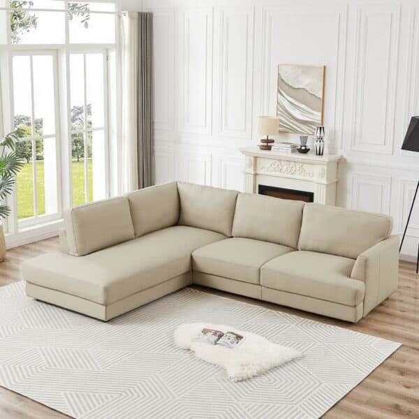 GlanderCreamLeatherSectionalSofaLeftFacing 3