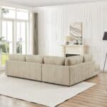 Cream Leather Left-Facing Sectional Sofa with Pillow Back Design 12 Cream Leather Left-Facing Sectional Sofa with Pillow Back Design