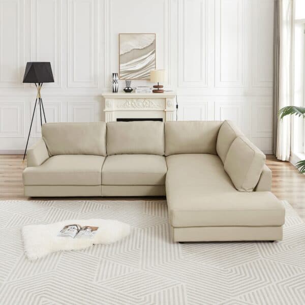 GlanderCreamLeatherSectionalSofaRightFacing 2