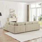 Cream Leather Pillow Back Sectional Sofa Right Facing 12 Cream Leather Pillow Back Sectional Sofa Right Facing
