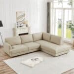 Cream Leather Pillow Back Sectional Sofa Right Facing 9 Cream Leather Pillow Back Sectional Sofa Right Facing
