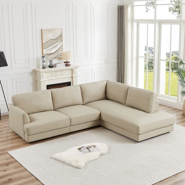 GlanderCreamLeatherSectionalSofaRightFacing 5