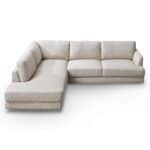 Cream Linen Pillow Back Sectional Sofa Left Facing 8 Cream Linen Pillow Back Sectional Sofa Left Facing