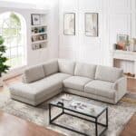 Cream Linen Pillow Back Sectional Sofa Left Facing 11 Cream Linen Pillow Back Sectional Sofa Left Facing
