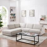 Cream Linen Pillow Back Sectional Sofa Left Facing 10 Cream Linen Pillow Back Sectional Sofa Left Facing