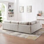 Cream Linen Pillow Back Sectional Sofa Left Facing 14 Cream Linen Pillow Back Sectional Sofa Left Facing