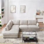 Cream Linen Pillow Back Sectional Sofa Left Facing 9 Cream Linen Pillow Back Sectional Sofa Left Facing