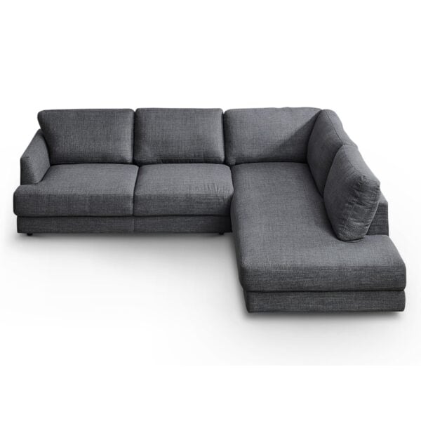 Grey Linen Right Facing Sectional Sofa with Pillow Back Design