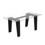Modern Glass Coffee Table with Rubber Wood Legs Black 10 Modern Glass Coffee Table with Rubber Wood Legs Black