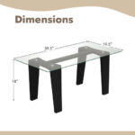 Modern Glass Coffee Table with Rubber Wood Legs Black 12 Modern Glass Coffee Table with Rubber Wood Legs Black