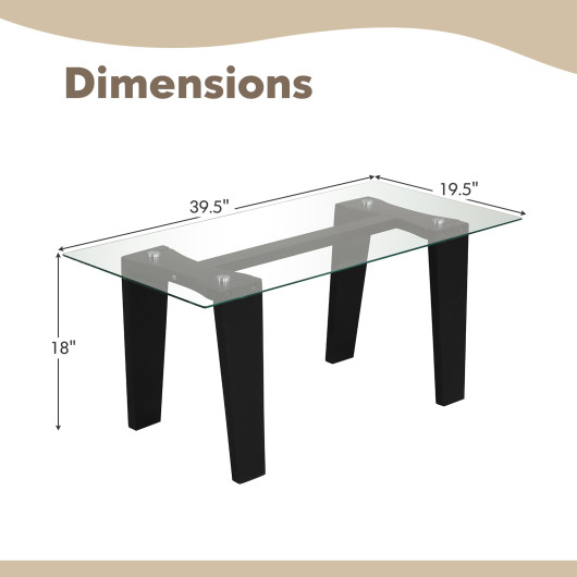 Modern Glass Coffee Table with Rubber Wood Legs Black 5 Modern Glass Coffee Table with Rubber Wood Legs Black - Image 5