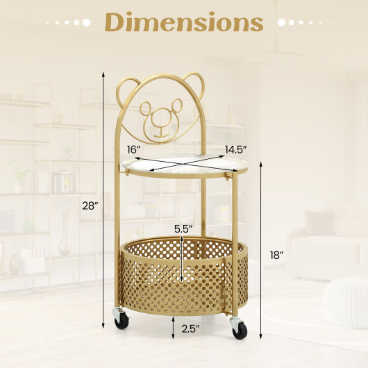 Modern Round Glass Side Table with Storage Basket and Wheels 5 Modern Round Glass Side Table with Storage Basket and Wheels - Image 5