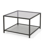 Modern 2-Tier Glass Coffee Table with Mesh Shelf and Storage 18 Modern 2-Tier Glass Coffee Table with Mesh Shelf and Storage