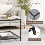 Modern 2-Tier Glass Coffee Table with Mesh Shelf and Storage 21 Modern 2-Tier Glass Coffee Table with Mesh Shelf and Storage