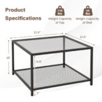 Modern 2-Tier Glass Coffee Table with Mesh Shelf and Storage 19 Modern 2-Tier Glass Coffee Table with Mesh Shelf and Storage