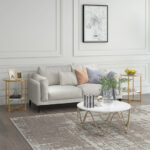 Modern 2-Tier Glass Side Tables with Faux Marble Shelf (Set of 2)