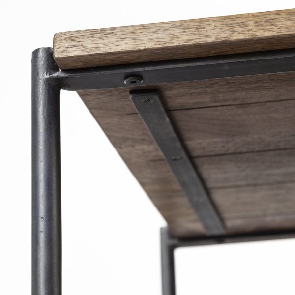 Glenn I 20L x 21W x 24H Dark Brown Wood w Black Iron Frame Square EndSide Table 10