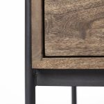 Glenn I 20L x 21W x 24H Dark Brown Wood w/ Black Iron Frame Square End/Side Table