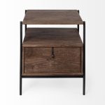Glenn I 20L x 21W x 24H Dark Brown Wood w/ Black Iron Frame Square End/Side Table