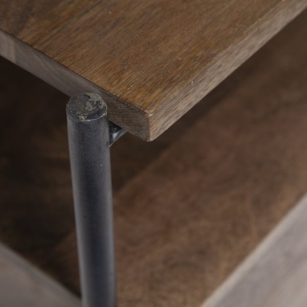 Glenn I 20L x 21W x 24H Dark Brown Wood w Black Iron Frame Square EndSide Table 9