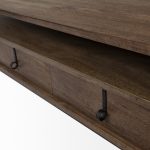 Glenn II 54x30 Dark Brown Wood w/ Black Iron Frame, Rectangle 3 Drawers Coffee Table