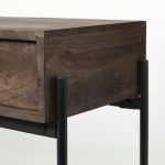 Glenn III 56L x 14W Dark Brown Wood w/ Black Iron Frame, 4 Drawer Console Table