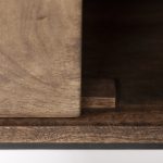 Glenn IV Dark Brown Wood w/ Black Iron Frame Media Console w/ Storage, TV Stand for TV up to 71"