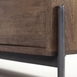 Glenn IV Dark Brown Wood w/ Black Iron Frame Media Console w/ Storage, TV Stand for TV up to 71"