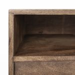 Glenn IV Dark Brown Wood w/ Black Iron Frame Media Console w/ Storage, TV Stand for TV up to 71"