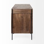 Glenn VII 56L x 22W Dark Brown Wood w/ Black Iron Frame, 3 Drawer Office Desk