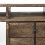 Glenn VII 56L x 22W Dark Brown Wood w/ Black Iron Frame, 3 Drawer Office Desk