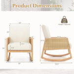 Beige Rocking Chair with Rattan Armrests and Cushioned Seat